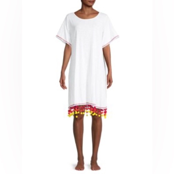 PITUSA Pom-Pom Chandelier Cover-Up T-Shirt Dress (D1) - Picture 1 of 6